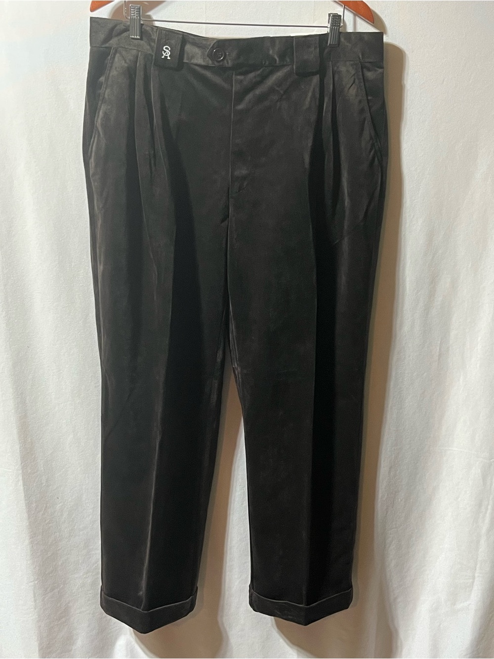 Stacy Adams Velour Pleated Cropped Dress Pants Mens 38